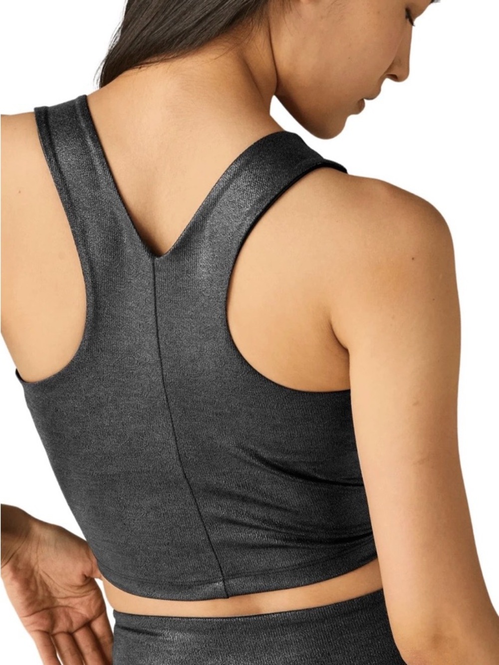 NWT Sz Lg Beyond Yoga Glow On V Neck Cropped Racerback Tank